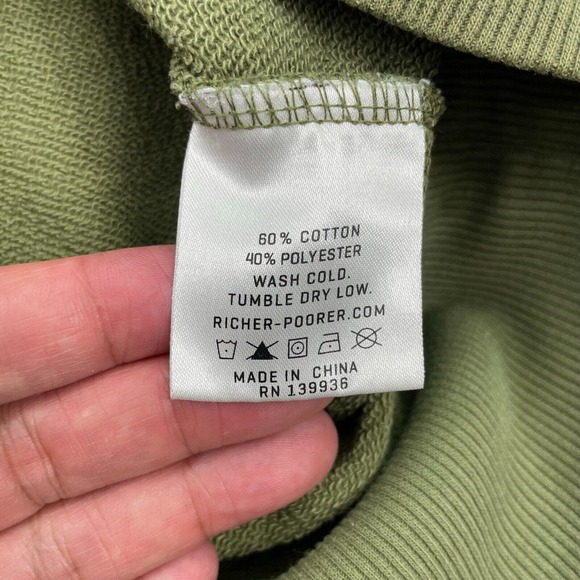 Richer Poorer Mens Green Pullover Kangaroo Pocket Hoodie Sweatshirt Large - Picture 8 of 10